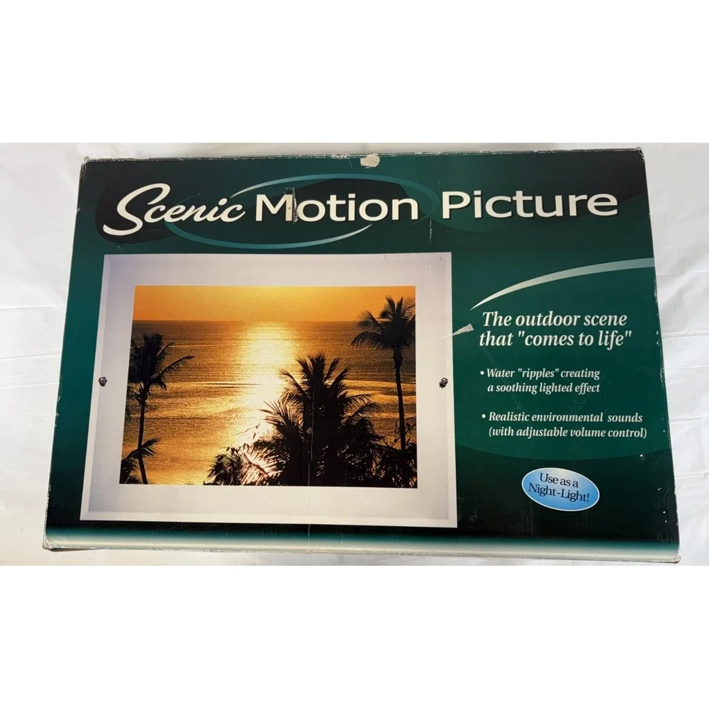 Scenic Motion Picture Palm Tree/Sunset Scene Nature Sounds Lighted Ripple Effect